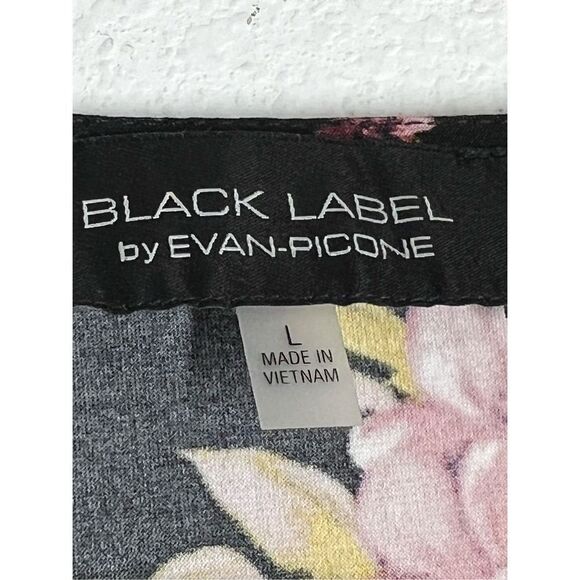 Black Label By Evan-Picone Floral Print Top Size L - Picture 3 of 7